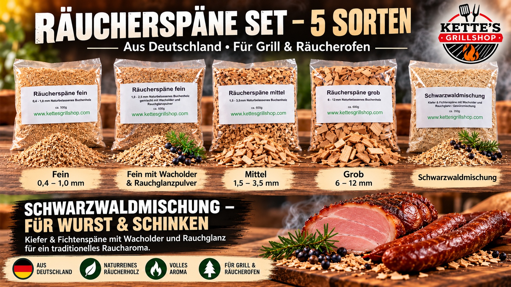 Räucherspäne verschiedene Sorten