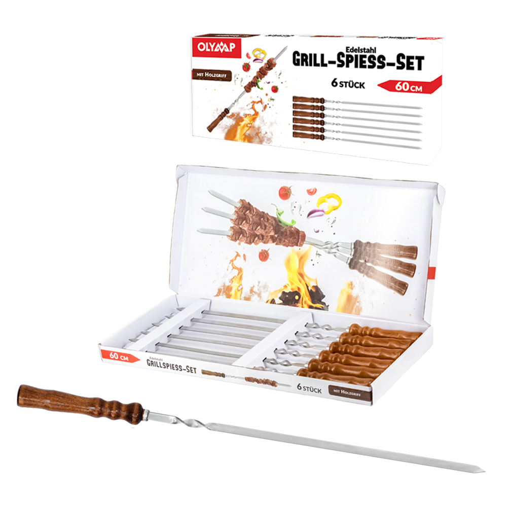 Schaschlikspieße / Grillspieße 60cm 6er Set